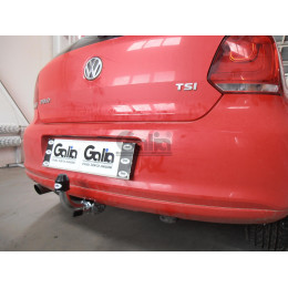 V068A GALIA Полностью оцинкованный фаркоп на Volkswagen Polo V хетчбек 2009-2018. Подрозетник убирается за бампер. Тип шара: A. Невидимый вырез бампера. Нагру