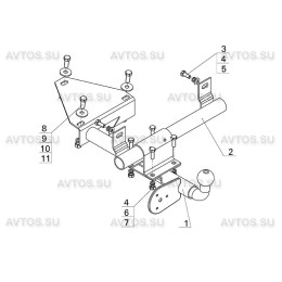 DO 02 AVTOS Фаркоп на Datsun mi-DO хетчбек 5 дверей 2014-2020, Lada Granta хетчбек 2018- без подрезки бампера. Тип шара: H (несъемный сварной). Нагрузки: 750/50 кг, масса 