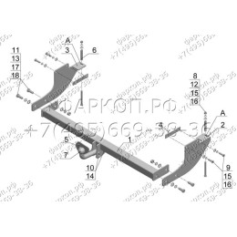 GW 07 AVTOS Фаркоп на Great Wall Safe 2005-2009 без подрезки бампера. Тип шара: A. Нагрузки: 1200/75 кг, масса фаркопа 22 кг (без электрики в комплекте)