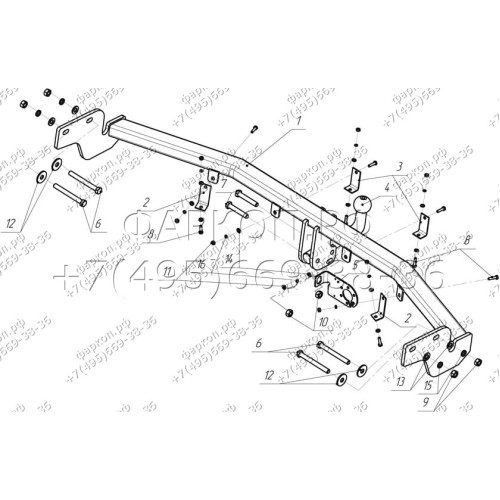 HY 24 AVTOS Фаркоп на Hyundai Santa Fe 2006-2012. Необходима подрезка бампера. Тип шара: A. Нагрузки: 2000/100 кг, масса фаркопа 20 кг (без электрики в комплекте)