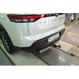 NPA-22-991124.00 PT GROUP Фаркоп с нержавеющей накладкой на Nissan Pathfinder R53 2022- без подрезки бампера. Тип шара: E (легкосъемный шар под квадрат). Нагрузки: 2750