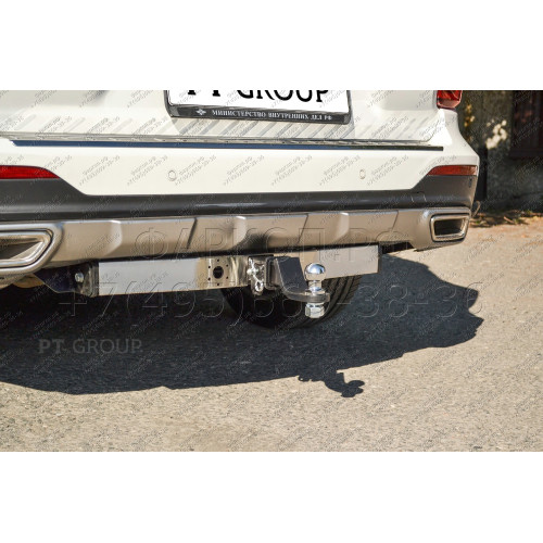 GAC-19-991124.00 PT GROUP Распродажа! Фаркоп с нержавеющей накладкой на GAC GS8 2019-2023 без подрезки бампера. Тип шара: E (легкосъемный шар под квадрат). Нагрузки: 1100/75 кг, масса фаркопа 22,2 кг (без электрики в комплекте)