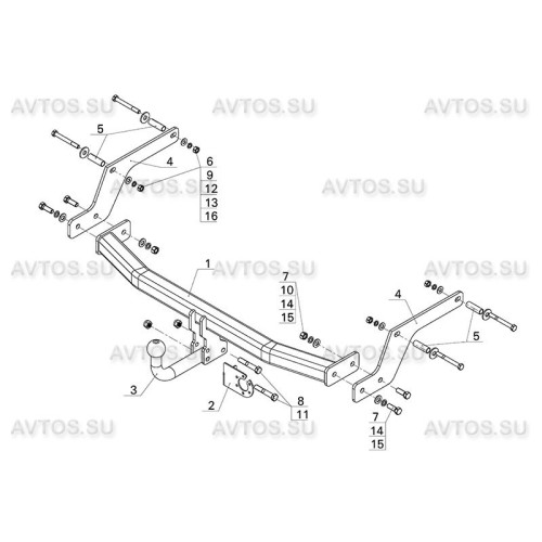 RN 11 AVTOS Фаркоп на Renault Sandero 2014-2022, Dacia Sandero 2013-2022. Требуется подрезка бампера. Тип шара: A. Нагрузки: 1200/75 кг, масса фаркопа 14,5 кг (без электрики в комплекте)