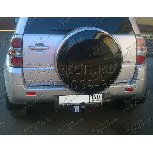SZ 06 AVTOS Фаркоп на Suzuki Grand Vitara 5 дверей 2005-2016. Необходима подрезка бампера. Тип шара: A. Нагрузки: 2000/75 кг, масса фаркопа 16 кг (без электрики в комплекте)