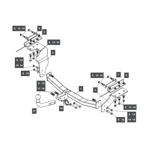 159351 BALTEX Фаркоп на Nissan X-Trail T31 2007-2014 без выреза в бампере. Тип шара: A. Нагрузки: 1500/75 кг, масса фаркопа 23 кг (без электрики в комплекте)