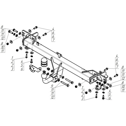 99005-A MOTODOR Фаркоп с оцинкованным шаром на Chery Tiggo 8 2020-2024, Chery Tiggo 8 Pro 2021-2024, Chery Tiggo 8 Pro Max 2022-. Необходима подрезка бампера. Тип шара: A. Нагрузки 1500/75 кг, масса фаркопа 15,8 кг (без электрики в комплекте)