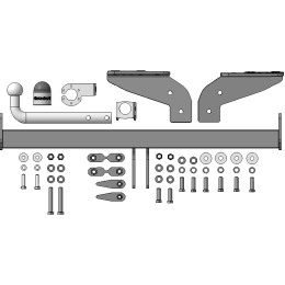 99014-A MOTODOR Фаркоп с оцинкованным шаром на Exeed TXL 2021-2024 без выреза в бампере. Тип шара: A. Нагрузки: 1500/75 кг, масса фаркопа 17,4 кг (без электрики в ко