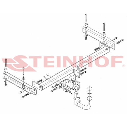 A-103 STEINHOF Фаркоп на Audi A6 Allroad C6 (Quattro) 05/2006-2011. Требуется подрезка бампера. Тип шара: AV (вертикальное быстросъемное крепление шара на ключе). Нагрузки: 2200/90 кг, масса фаркопа 24,3 кг (без электрики в комплекте)