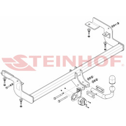 C-035 STEINHOF Фаркоп на Citroen C5 I седан/лифтбек 2004-2008. Требуется подрезка бампера. Тип шара: A. Нагрузки: 1800/75 кг, масса фаркопа 22,3 кг (без электрики в к