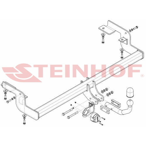 C-035 STEINHOF Фаркоп на Citroen C5 I седан/лифтбек 2004-2008. Требуется подрезка бампера. Тип шара: A. Нагрузки: 1800/75 кг, масса фаркопа 22,3 кг (без электрики в комплекте)