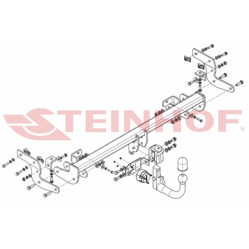 C-052 STEINHOF Фаркоп на Citroen C4 Cactus 2014-2018. Требуется подрезка бампера. Тип шара: AV (вертикальное быстросъемное крепление шара на ключе). Нагрузки: 1000/70 кг, масса фаркопа 22,3 кг (без электрики в комплекте)