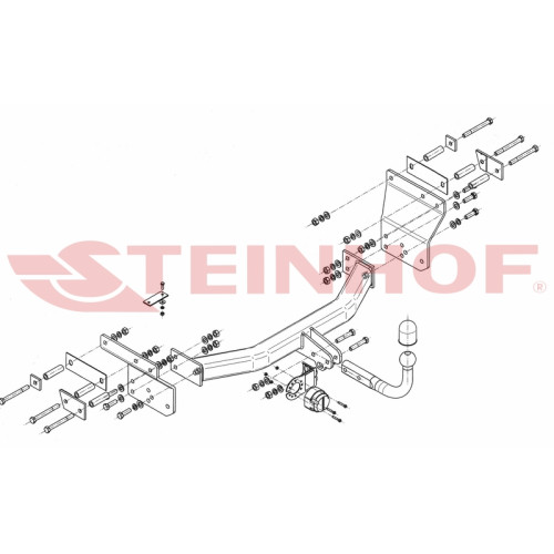 C-213 STEINHOF Фаркоп на Chrysler Sebring 2007-2011 (требуется подрезка бампера), Dodge Avenger 2007-2015 (без подрезки бампера). Тип шара: A. Нагрузки: 1500/90 кг, масса фаркопа 23 кг (без электрики в комплекте)