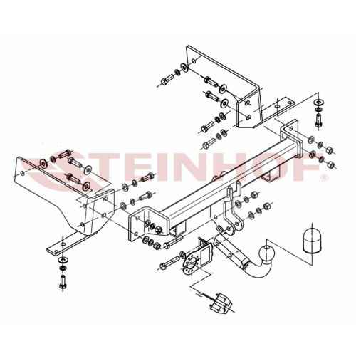C-255 STEINHOF Фаркоп на Chevrolet Captiva 2006-2013. Требуется подрезка бампера. Тип шара: A. Нагрузки: 2000/80 кг, масса фаркопа 18,5 кг (без электрики в комплекте)