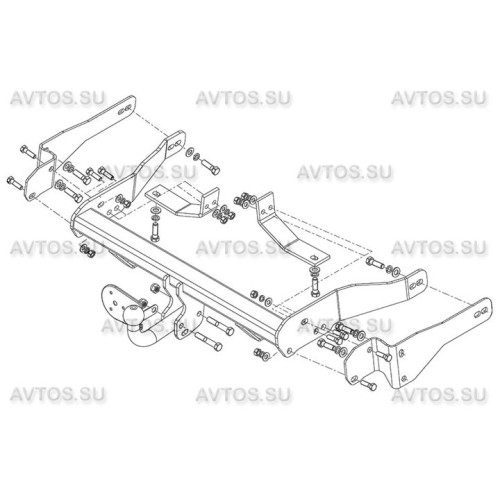 CV 05 AVTOS Фаркоп на Chevrolet Captiva 2006-2013. Необходима подрезка бампера. Тип шара: A. Нагрузки: 2000/100 кг, масса фаркопа 18 кг (без электрики в комплекте)