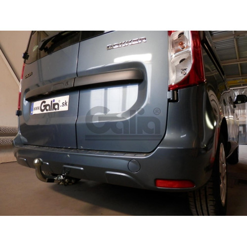 D045A GALIA Полностью оцинкованный фаркоп на Renault Dokker 2017-2019, Dacia Dokker 2012-2021, Renault Express 2020-. Подрозетник убирается за бампер. Тип шара: A. Установка без выреза бампера. Нагрузки: 1400/75 кг, масса фаркопа 15,32 кг