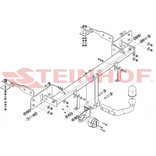F-150 STEINHOF Фаркоп на FIAT Panda III 4WD (также Van) (кроме Cross) 2012-2022. Требуется подрезка бампера. Тип шара: A. Нагрузки: 1000/60 кг, масса фаркопа 17,1 кг (без электрики в комплекте)