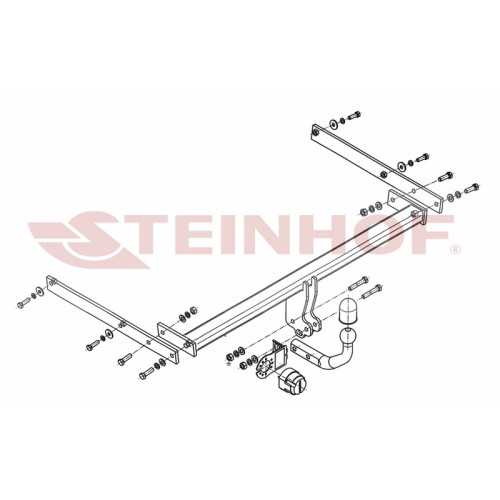 F-205 STEINHOF Фаркоп на Ford C-MAX, GRAND C-MAX 2010-2019 без подрезки бампера. Тип шара: A. Нагрузки: 1800/100 кг, масса фаркопа 17,7 кг (без электрики в комплекте)