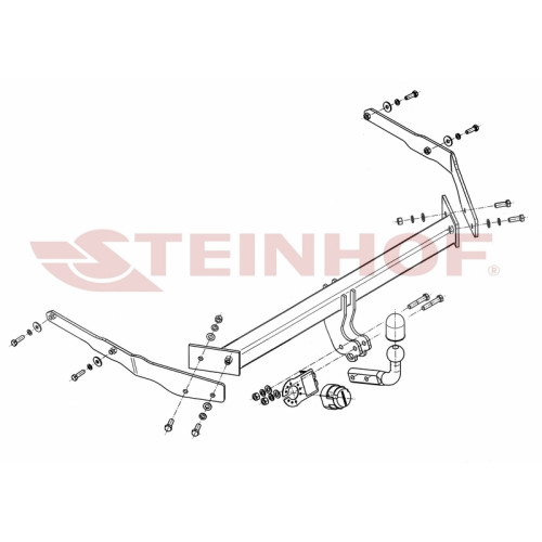 F-240 STEINHOF Фаркоп на Ford Focus III универсал 2011-2018. Требуется подрезка бампера. Тип шара: A. Нагрузки: 1800/100 кг, масса фаркопа 18,5 кг (без электрики в комплекте)
