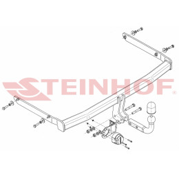 F-251 STEINHOF Фаркоп на Ford Fiesta хетчбек 3/5 дверей 2002-2008. Требуется подрезка бампера. Тип шара: A. Нагрузки: 900/50 кг, масса фаркопа 13,5 кг (без электрики 