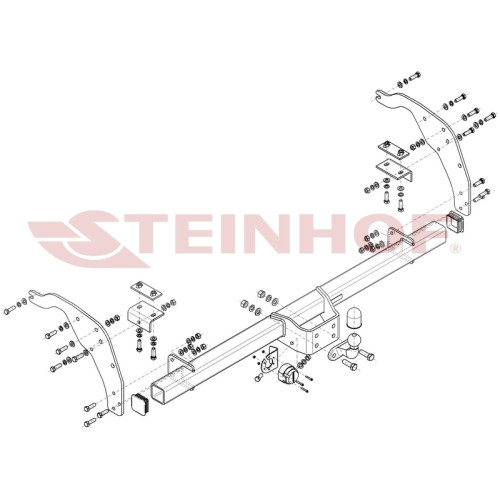 F-283 STEINHOF Фаркоп на Ford Ranger XL, XLT (трубчатый бампер) 2012-2022, Mazda BT-50 (трубчатый бампер) 2012-2020 без подрезки бампера. Тип шара: F. Нагрузки: 3500/225 кг, масса фаркопа 35,4 кг (без электрики в комплекте)