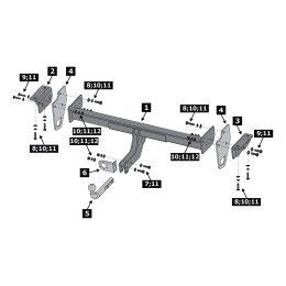 F.4011.001 BERG Фаркоп на Mitsubishi Pajero IV 2007-2020, Mitsubishi Pajero III 2000-2007 без снятия и подрезки бампера. Тип шара: A. Нагрузки: 2000/75 кг, масса фаркопа 24 кг (без эле