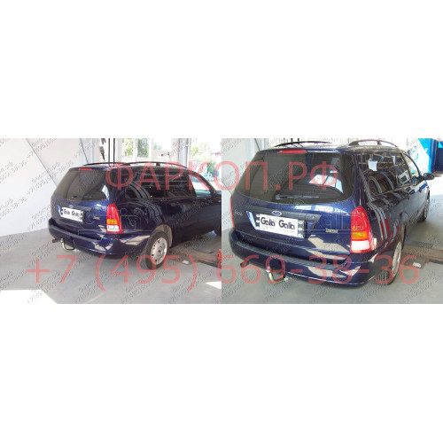 F049A GALIA Полностью оцинкованный фаркоп на Ford Focus I универсал 1998-2004. Тип шара: A. Установка без снятия и выреза бампера. Нагрузки: 1300/65 кг, масса фаркопа 16,42 кг