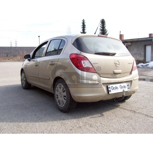 F101A GALIA Полностью оцинкованный фаркоп на Opel Corsa D 2006-2014, FIAT Grande Punto 2005-2010, Grande Punto Evo 2005-2010, Alfa Romeo MiTo 2008-2018. Подрозетник убирается за бампер. Тип шара: A. Невидимый вырез бампера. Нагрузки: 1350/75 кг, масса фар
