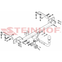 H-071 STEINHOF Фаркоп на Honda HR-V 2015-2021. Требуется подрезка бампера. Тип шара: A. Нагрузки: 1450/80 кг, масса фаркопа 17,3 кг (без электрики в комплекте)
