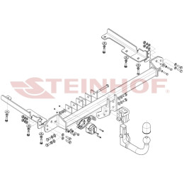 H-082 STEINHOF Фаркоп на Honda CR-V 2012-2017 без подрезки бампера. Тип шара: AV (вертикальное быстросъемное крепление шара на ключе). Нагрузки: 2000/110 кг, масс
