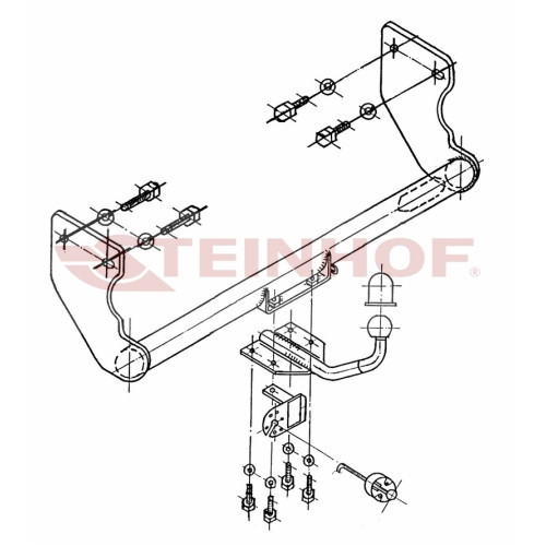 H-205 STEINHOF Фаркоп на Hyundai Atos 1998-2008 без снятия и подрезки бампера. Тип шара: H (сварное крепление шара). Нагрузки: 700/28 кг, масса фаркопа 15,2 кг (без электрики в комплекте)