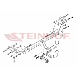 H-245 STEINHOF Фаркоп на Hyundai i30 CW универсал 03/2008-2012. Требуется подрезка бампера. Тип шара: A. Нагрузки: 1500/80 кг, масса фаркопа 19,3 кг (без электрики в ко