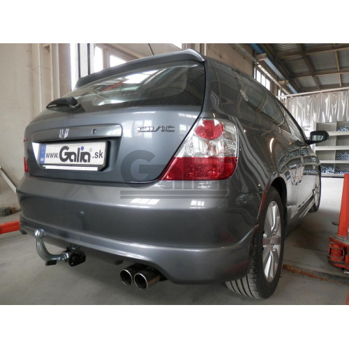 H058A GALIA Полностью оцинкованный фаркоп на Honda Civic хетчбек 3 двери 2000-2006. Тип шара: A. Невидимый вырез бампера. Нагрузки: 1200/50 кг, масса фаркопа 17,02 кг