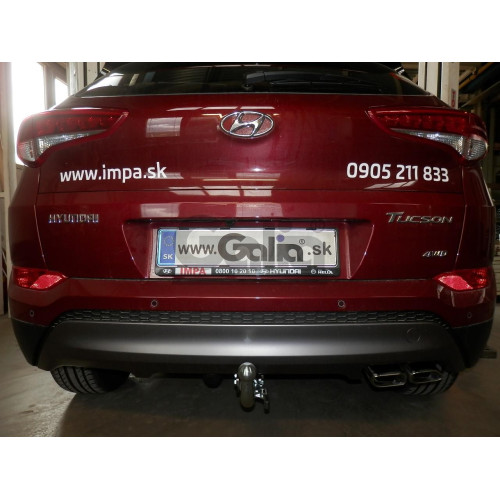 H095C GALIA Полностью оцинкованный фаркоп на Hyundai Tucson дорестайл 2015-2018 (установка без снятия и выреза бампера), Kia Sportage 4 дорестайл 2015-2018 (требуется невидимая подрезка бампера). Тип шара: C (горизонтальный съемный). Нагрузки: 2200/100 кг