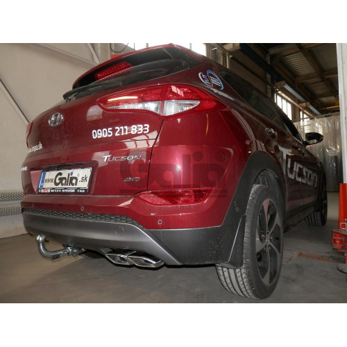 H095C GALIA Полностью оцинкованный фаркоп на Hyundai Tucson дорестайл 2015-2018 (установка без снятия и выреза бампера), Kia Sportage 4 дорестайл 2015-2018 (требуется невидимая подрезка бампера). Тип шара: C (горизонтальный съемный). Нагрузки: 2200/100 кг