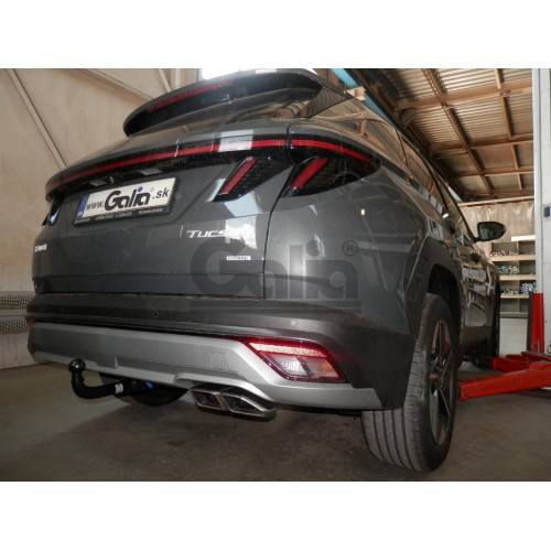 H120A GALIA Полностью оцинкованный фаркоп на Hyundai Tucson 2021-2024, 2024-, Kia Sportage 2022-2025, 2025-. Подрозетник убирается за бампер. Тип шара: A. Установка без выреза бампера. Нагрузки: 2000/120 кг, масса фаркопа 16,5 кг