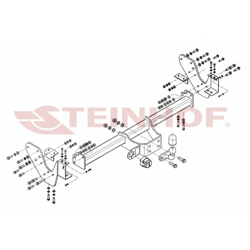 I-030 STEINHOF Фаркоп на Isuzu D-MAX бампер со ступенькой 2007-2012 без подрезки бампера. Тип шара: F. Нагрузки: 3000/120 кг, масса фаркопа 28,2 кг (без электрики в комплекте)