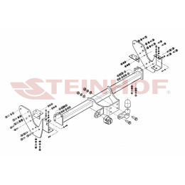 I-030 STEINHOF Фаркоп на Isuzu D-MAX бампер со ступенькой 2007-2012 без подрезки бампера. Тип шара: F. Нагрузки: 3000/120 кг, масса фаркопа 28,2 кг (без электрики в к