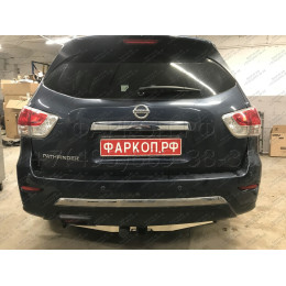 FA 0854-E(N) Бизон Фаркоп с хромированной накладкой на Nissan Pathfinder R52 2014-2021 без подрезки бампера. Тип шара: E (легкосъемный шар под квадрат). Нагрузки