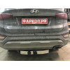 HSF-18-991124.00 PT GROUP Фаркоп с нержавеющей накладкой на Kia Sorento Prime рестайлинг 2018-2020, Hyundai Santa Fe 2018-2021 без подрезки бампера. Тип шара: E (легкосъемный шар под квадрат). Нагрузки: 2600/100 кг, масса фаркопа 25,5 кг (без электрики в 