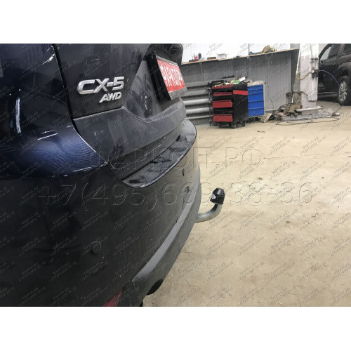 M129A GALIA Полностью оцинкованный фаркоп на Mazda CX-5 2012-2017, 2017-2025. Подрозетник убирается за бампер. Тип шара: A. Невидимый вырез бампера. Нагрузки: 2100/100 кг, масса фаркопа 18,5 кг