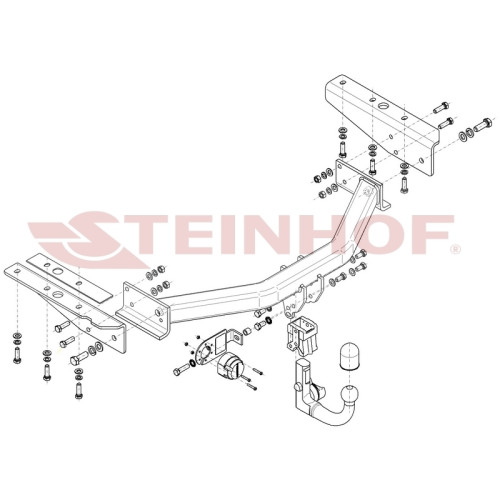 J-055 STEINHOF Фаркоп на Dodge Nitro 2007-2011, Jeep Cherokee KK 2008-2013, кроме авто с запаской 20