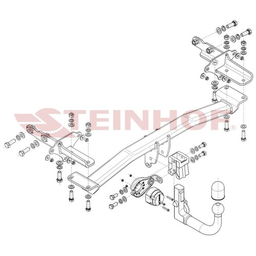 J-074 STEINHOF Фаркоп на Jeep Compass (также Hybrid) 2017-, Jeep Renegade (кроме Trailhawk) 2014-2017, 2017-, FIAT 500X 2014-2017, FIAT 500X Series 2 2017-. Требуется подрезка бампера. Тип шара: AV (вертикальное быстросъемное крепление шара на ключе). Наг