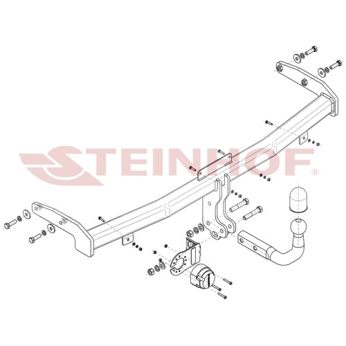 K-089 STEINHOF Фаркоп на Kia XCeed 2020-. Требуется подрезка бампера. Тип шара: A. Нагрузки: 1600/90 кг, масса фаркопа 15,5 кг (без электрики в комплекте)