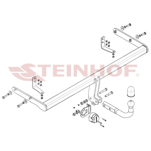 K-093 STEINHOF Фаркоп на Kia Stonic 2020-. Требуется подрезка бампера. Тип шара: A. Нагрузки: 1200/80 кг, масса фаркопа 16,1 кг (без электрики в комплекте)