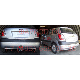 K033A GALIA Полностью оцинкованный фаркоп на Kia Rio II хетчбек 5 дверей 2005-2011. Фаркоп закрывает противотуманную фару. Тип шара: A. Невидимый вырез бам
