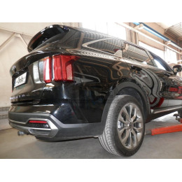 K050C GALIA Полностью оцинкованный фаркоп на Kia Sorento MQ4 2020-, Hyundai Santa Fe 2020-2023. Тип шара: C (горизонтальный съемный). Невидимый вырез бампера. Нагрузки: 
