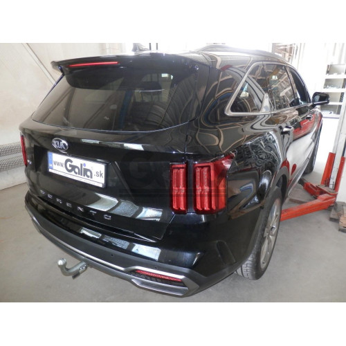 K050C GALIA Полностью оцинкованный фаркоп на Kia Sorento MQ4 2020-, Hyundai Santa Fe 2020-2023. Тип шара: C (горизонтальный съемный). Невидимый вырез бампера. Нагрузки: 2600/120 кг, масса фаркопа 18,35 кг