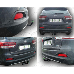 K121-A Лидер-плюс ТСУ для Kia Sorento Prime дорестайл 2015-2018 (дизель, бензин), Hyundai Santa Fe 2015-2018 (дизель). Требуется подрезка бампера. Нагрузки: 1300/75 кг, масса
