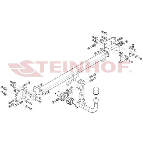 M-161 STEINHOF Фаркоп на Mercedes C-Class w205 седан / s205 универсал / a205 кабриолет / c205 купе 2014-2021, в т.ч. AMG-пакет, кроме авто с пневмоподвеской. Требуется подрезка бампера. Тип шара: AV (вертикальное быстросъемное крепление шара на ключе). На