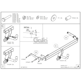 M130A GALIA Полностью оцинкованный фаркоп на Mazda CX-7 2006-2013. Тип шара: A. Невидимый вырез бампера. Нагрузки: 2000/100 кг, масса фаркопа 16,92 кг